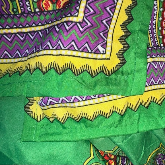 Sante Classics Green Purple Gold Dashiki Silky Sparkly Tunic Boho Coverup Top - Picture 15 of 16